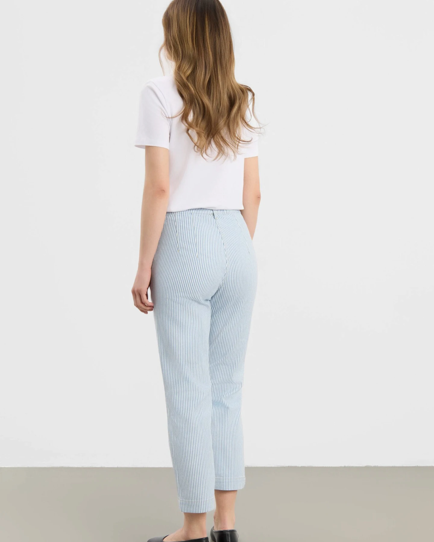 LAURIE Damen vegan Hose Taylor Regular Cl Weiß/Blau Gestreift – Ansicht 2