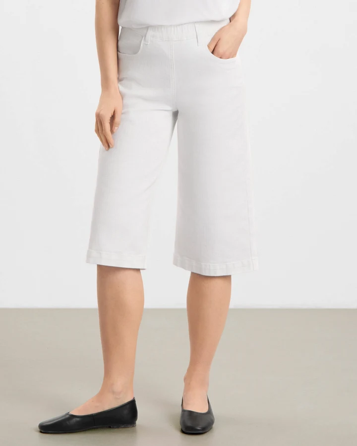 LAURIE Damen vegan Hose Donna Loose Capri Sl Weiß