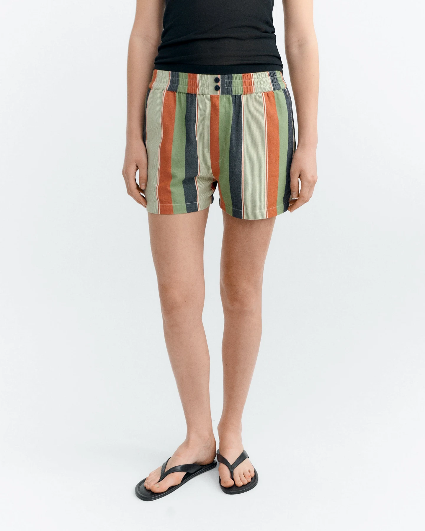 Thinking MU Damen vegan Shorts Narciso Mehrfarbig Gestreift – Ansicht 2