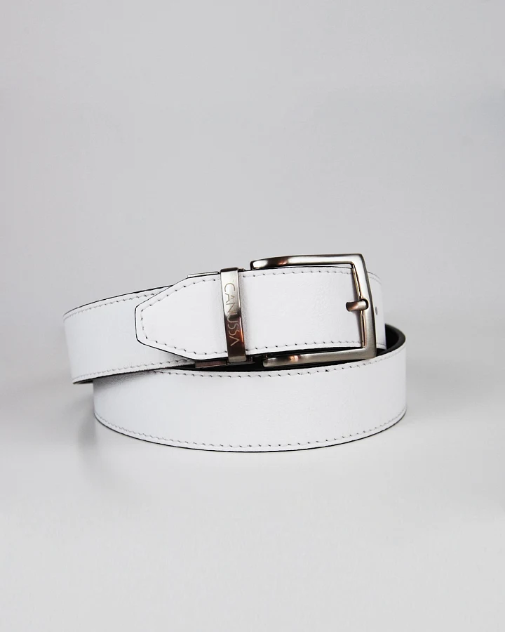 CANUSSA Herren vegan Gürtel Reverse Reversible Weiß/ Schwarz