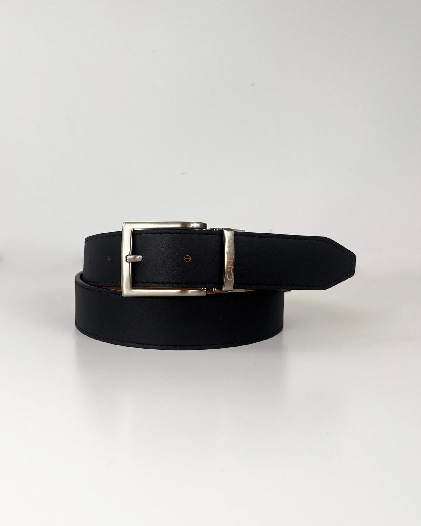 CANUSSA Herren vegan Gürtel Reverse Reversible Weiß/ Schwarz – Ansicht 2