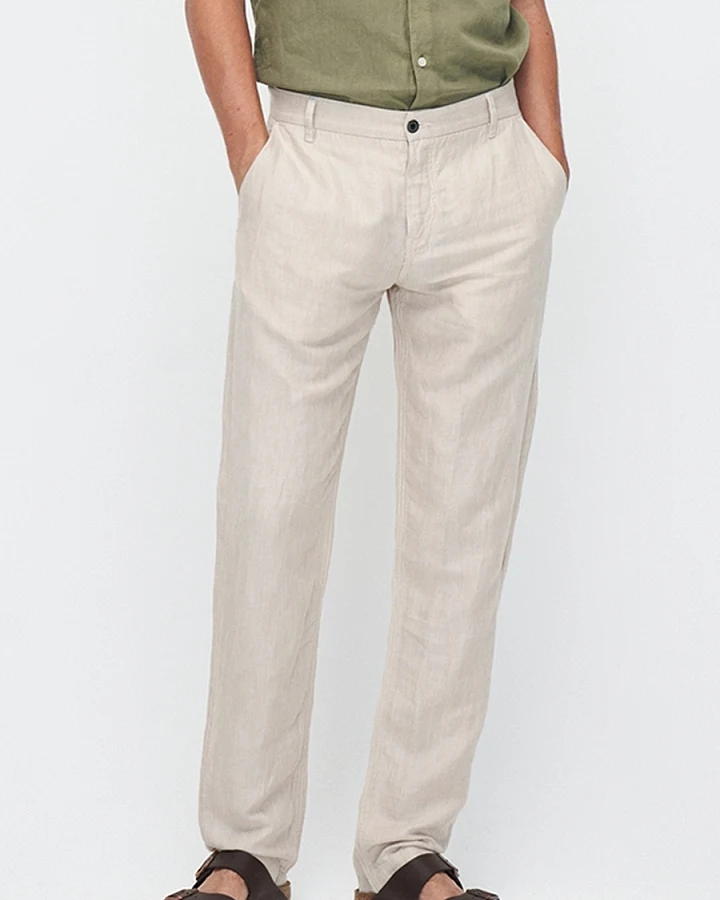Kuyichi Herren vegan Hose Darren Solid Oatmeal Natural