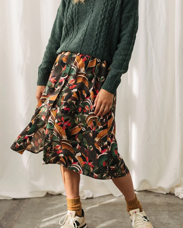 TWOTHIRDS Damen vegan Rock Yoronjima Abstract Flowers