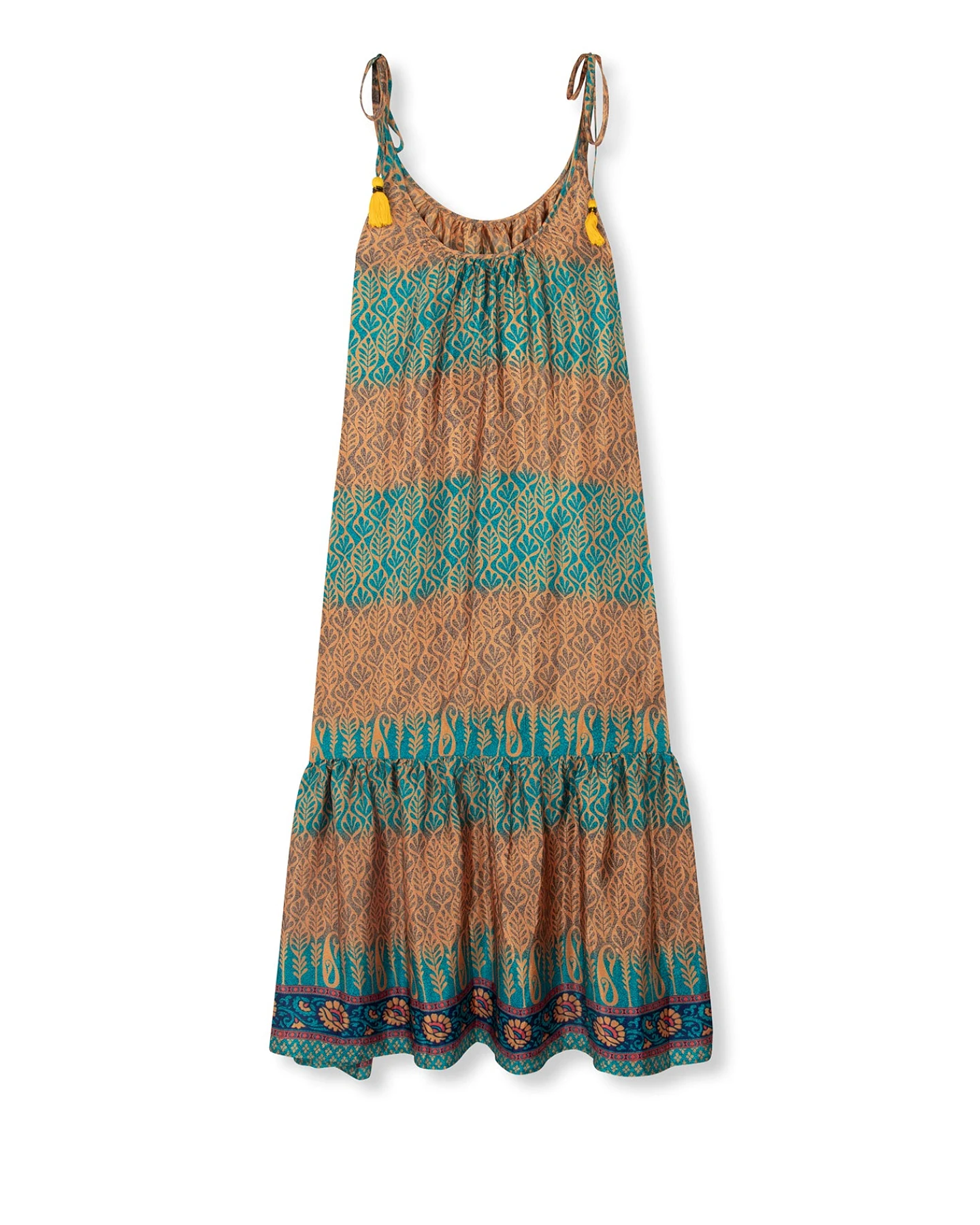 el.résidu Damen vegan Kleid Myra Teal Blau/ Braun – Ansicht 2