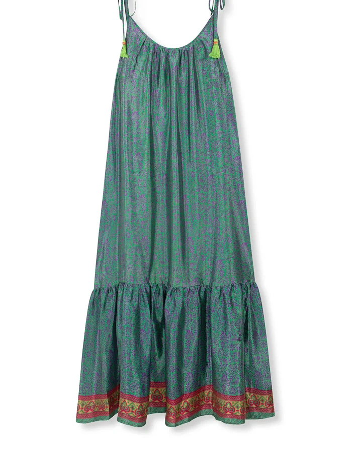 el.résidu Damen vegan Kleid Myra Grün/ Lila