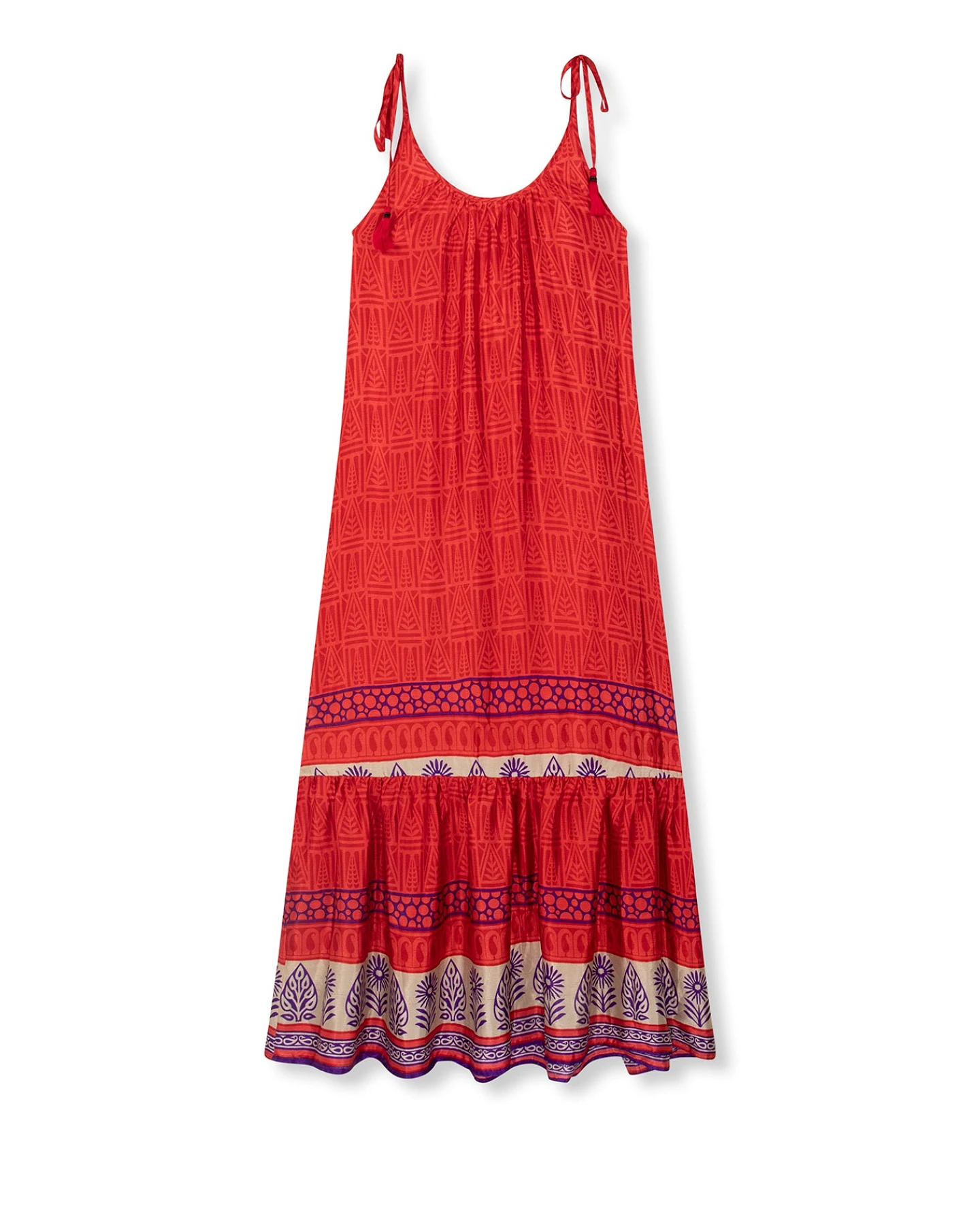 el.résidu Damen vegan Kleid Myra Rot/ Dunkelblau – Ansicht 2