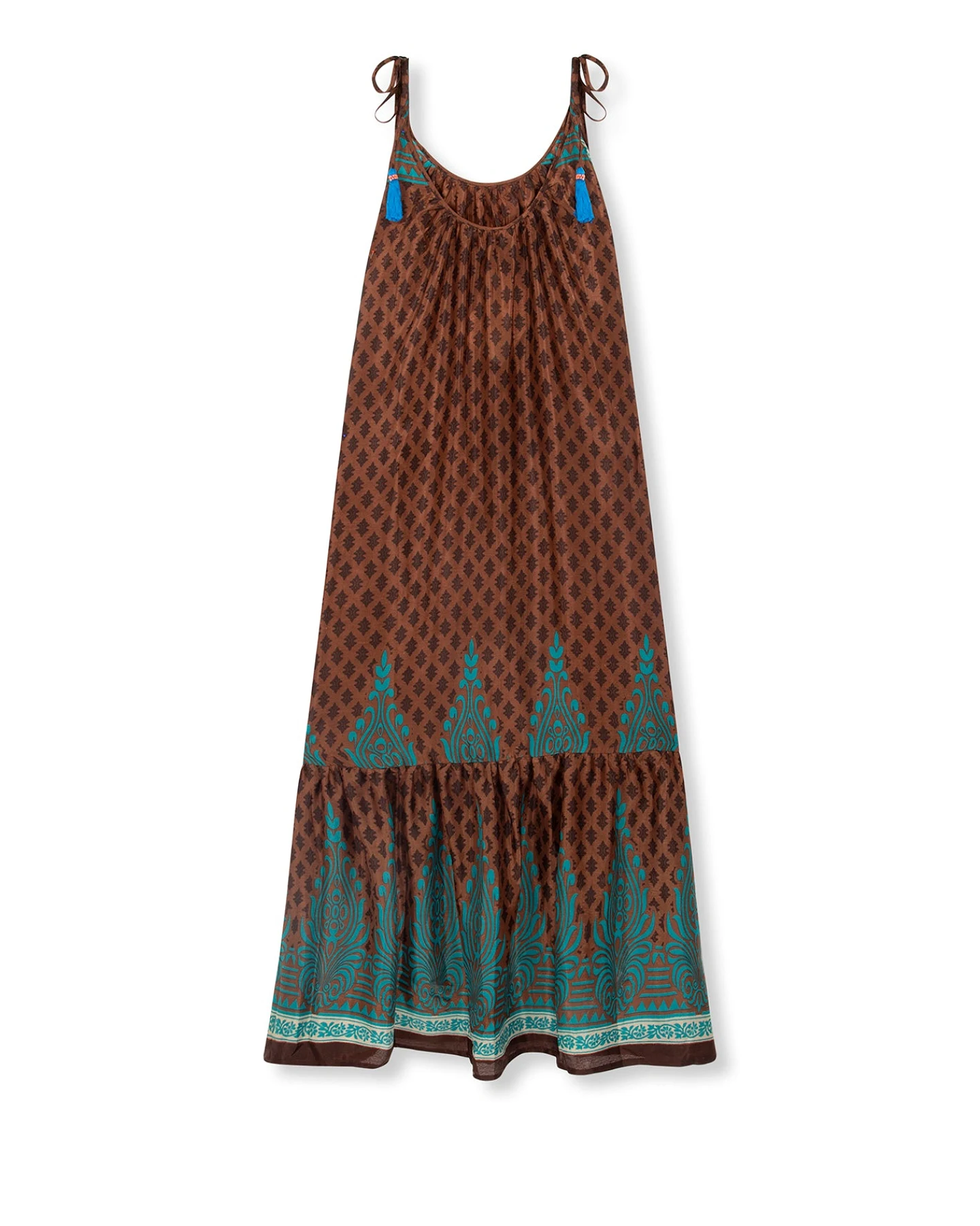 el.résidu Damen vegan Kleid Myra Dunkelbraun/ Teeblau – Ansicht 2