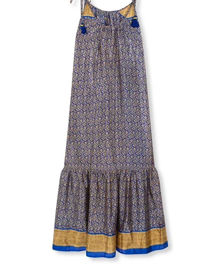 el.résidu Damen vegan Kleid Myra Dunkelblau/ Braun