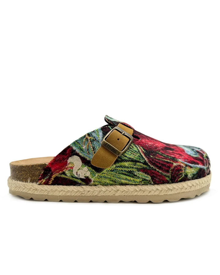 thies Damen vegan Clogs Rec Jungle Multi Grün/Rot/Blau