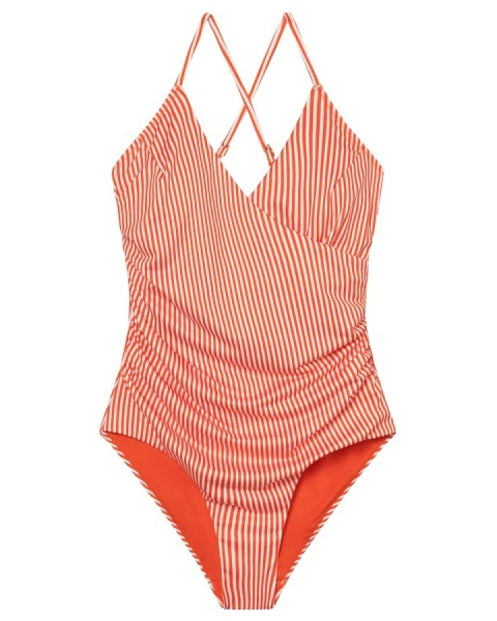 DEDICATED - Women's Wrap Swimsuit Klinte - Badeanzug Gr XL rosa/rot