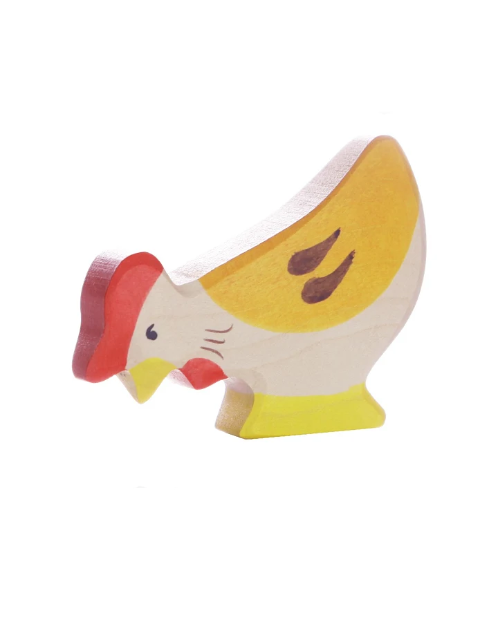 Produktseite: Holztiger Holzfigur "Huhn, pickend" Auf dem Bauernhof Maße 8 x 1,9 x 6,5 cm