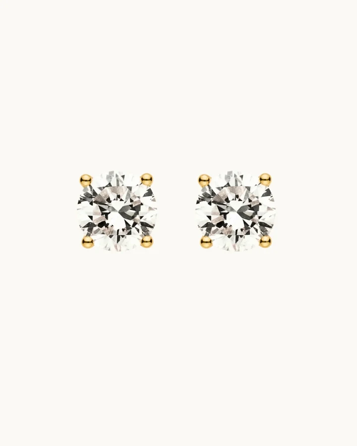 Dear Darling Berlin Damen vegan Ohrringe Diamant Ohrstecker Lou Aus 14-Karätigem Echtgold