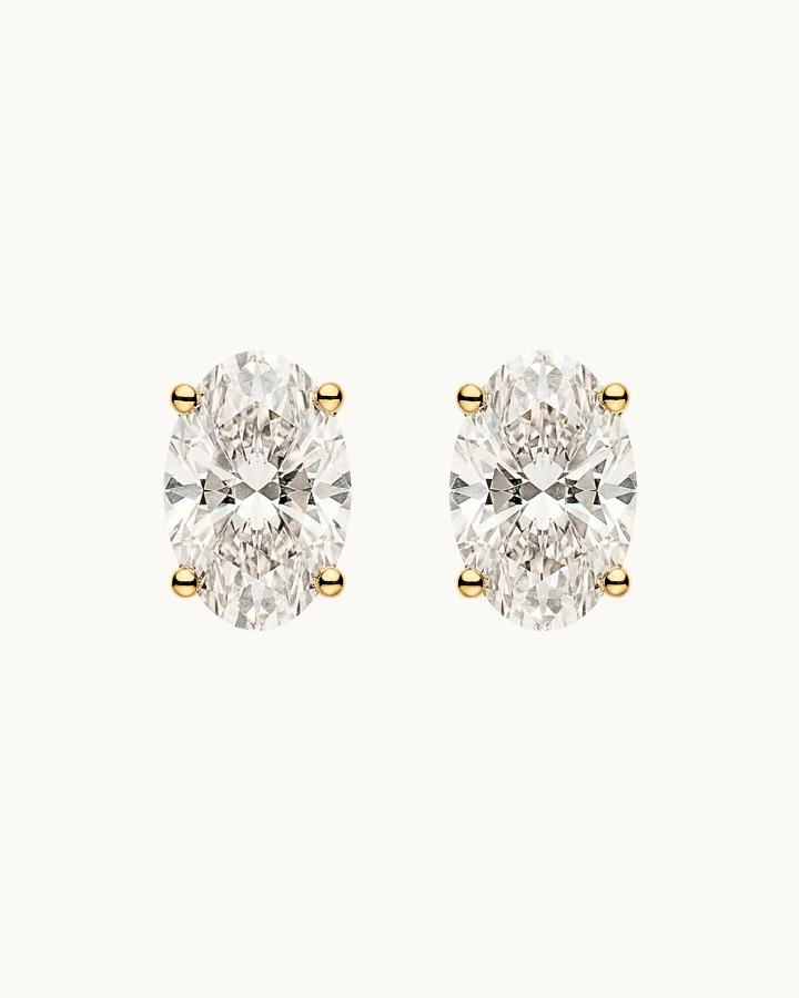 Dear Darling Berlin Damen vegan Ohrstecker Mit Ovalen Diamanten Talia Aus 14-Karätigem Echtgold