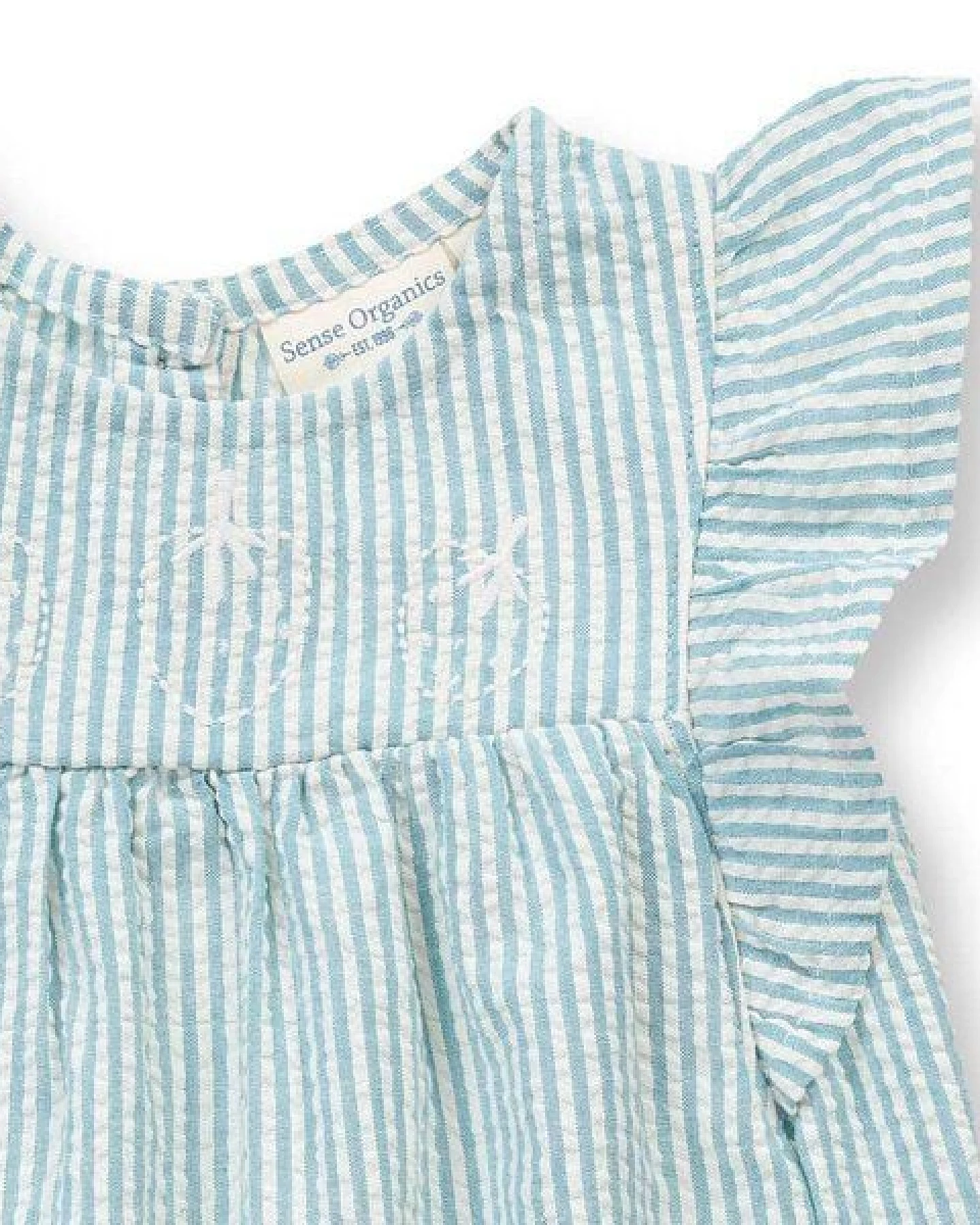 Sense Organics Mädchenkleid blau-weiß geringelt, Modell FRANJA – Ansicht 2