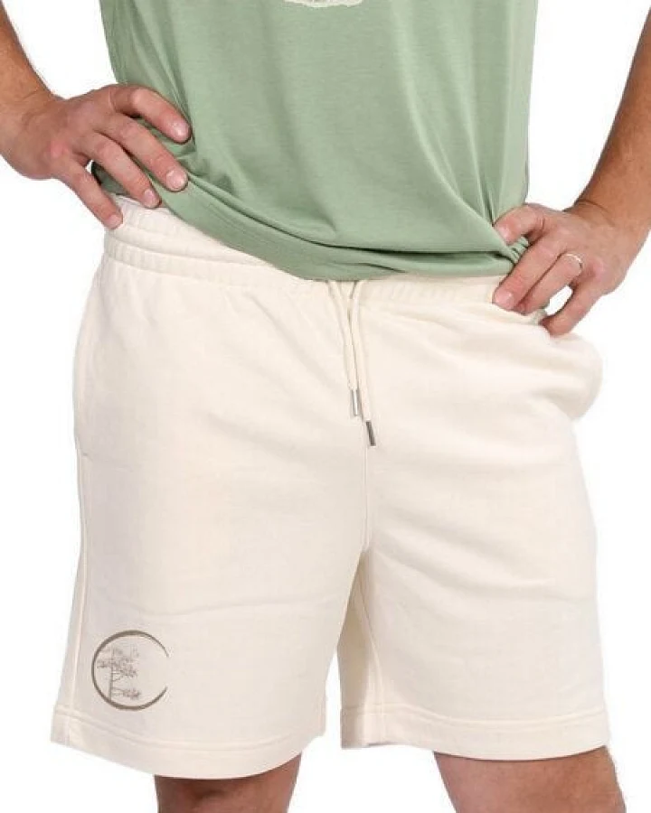 Life-Tree Jogger Shorts aus Biobaumwolle mit Logo - Motiv "Circle" Unisex in Türkis / Natural White