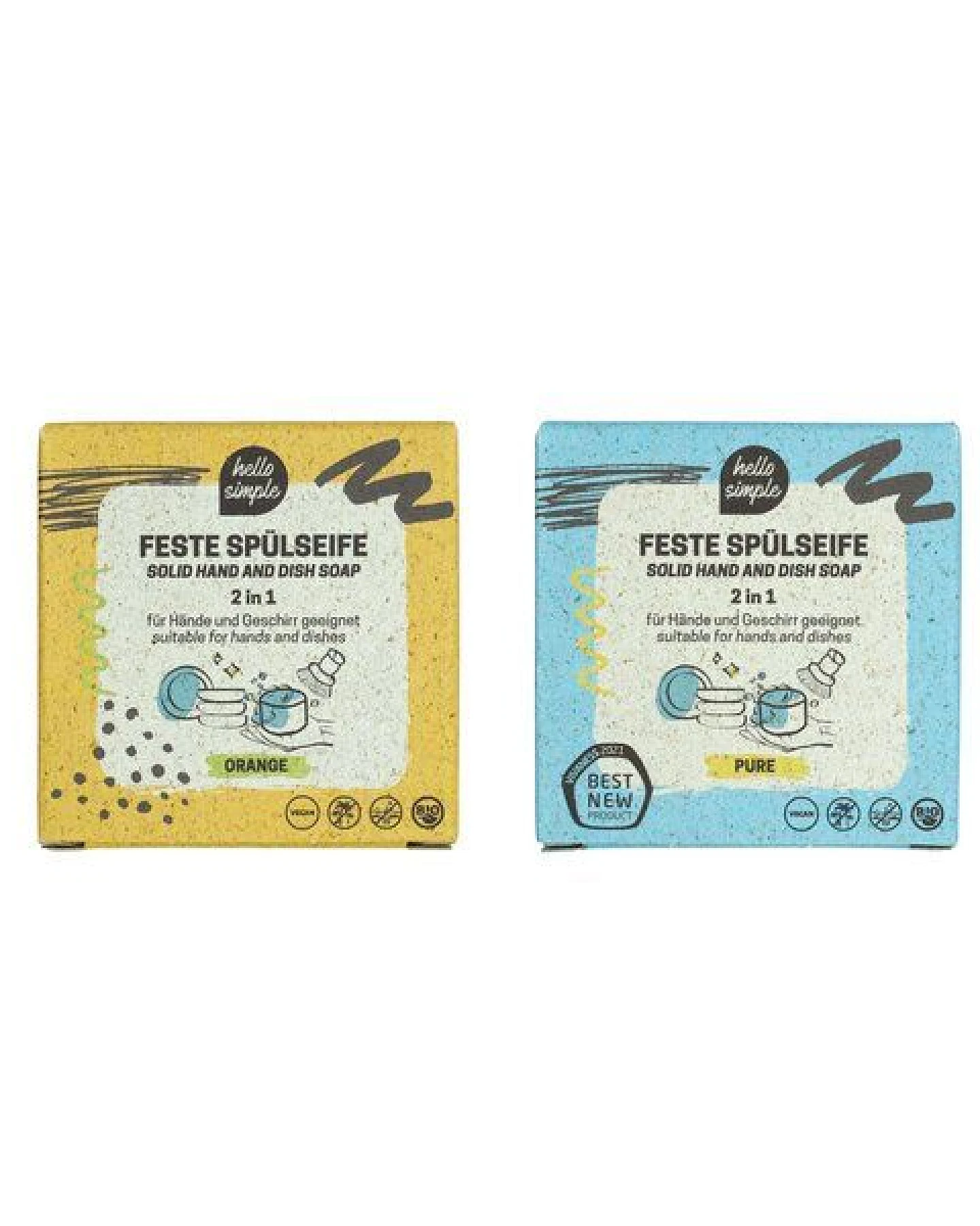 Hello Simple Festes Spülmittel-Set Pure + Orange – 100% Zero Waste – Ansicht 2