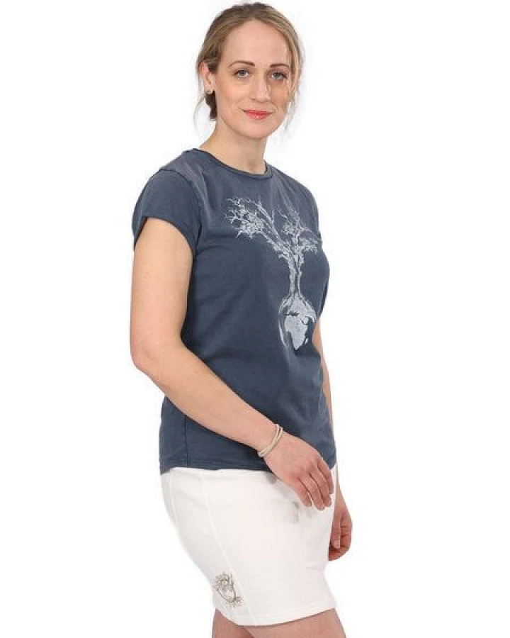 Life-Tree Sweat Rock aus Biobaumwolle mit Logo - Motiv "Olive" Damen in Bambus Grün / Natural White