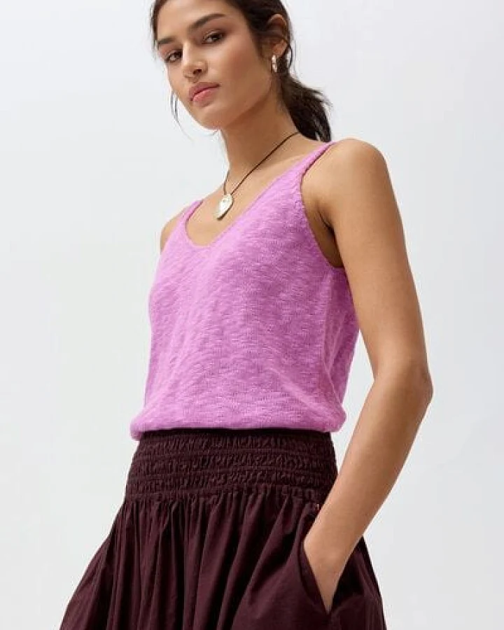 People Wear Organic Glattstrick Top, rosa uni, Bio-Baumwolle