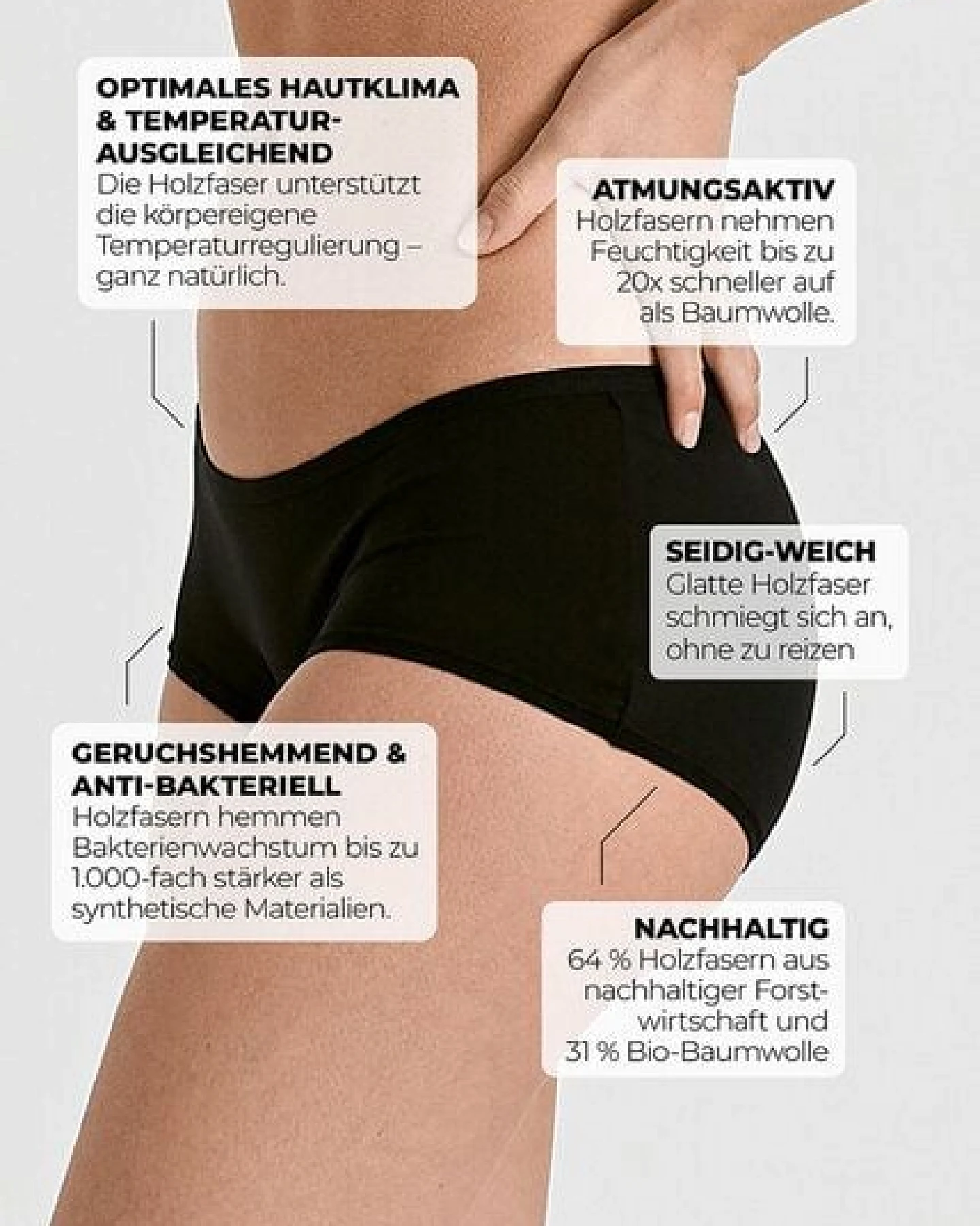 wijld GmbH DAMEN HIPSTER AUS HOLZ (3er-Pack) wijld - MURIEL BLACK – Ansicht 2