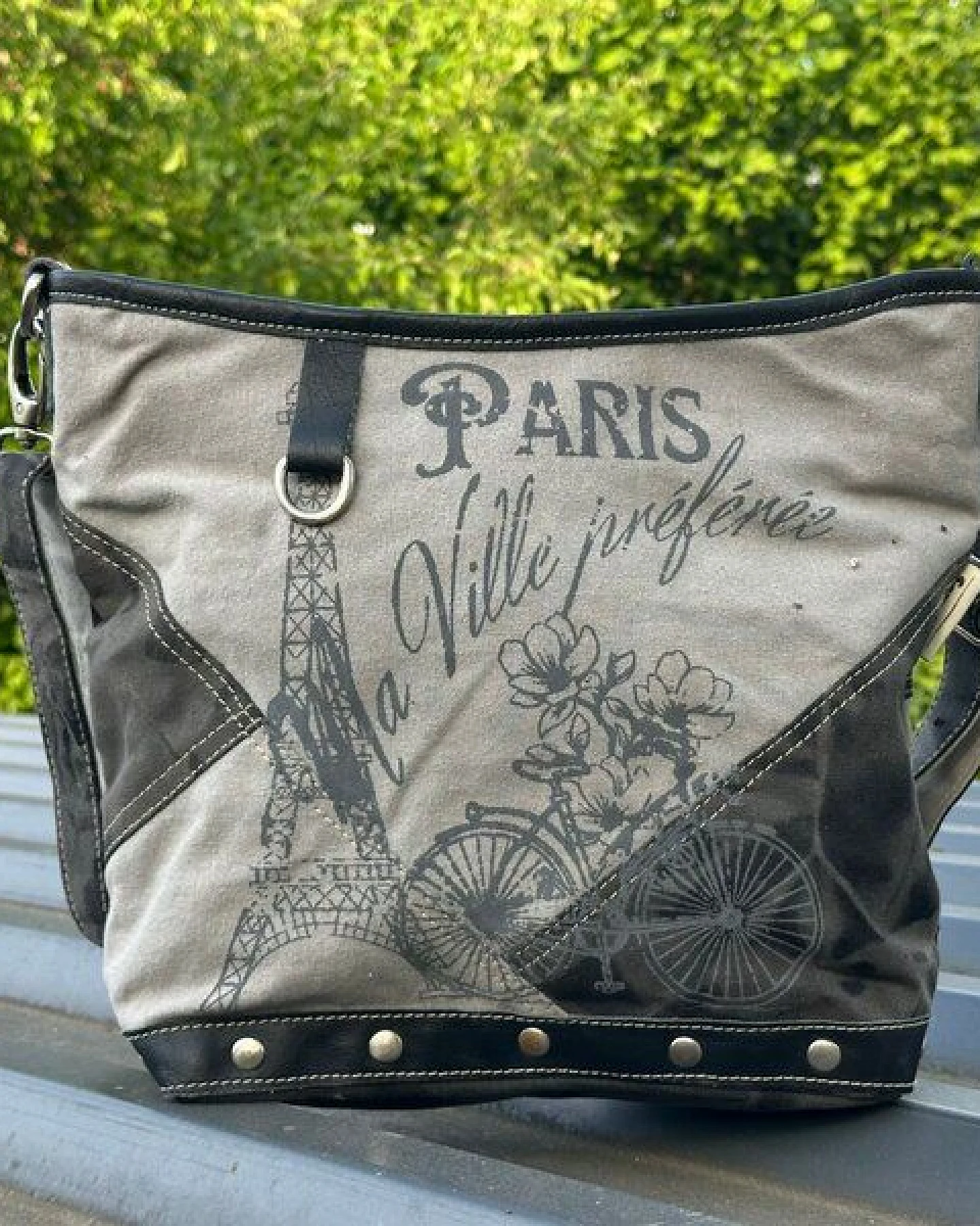 Sunsa Umhängetasche Canvas Tasche graue Vintage Schultertasche – Ansicht 2