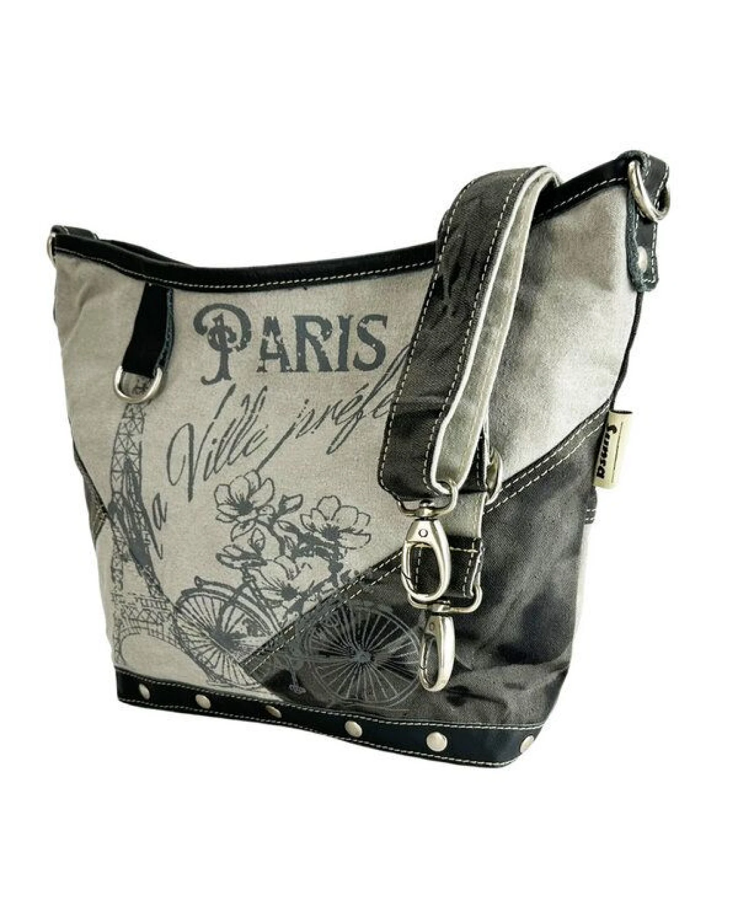 Sunsa Umhängetasche Canvas Tasche graue Vintage Schultertasche – Ansicht 4