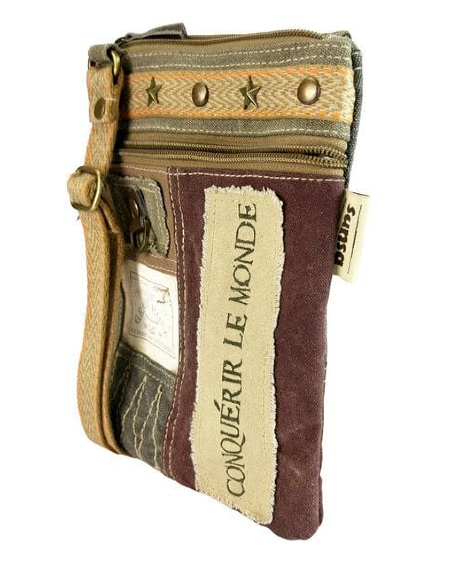 Sunsa Vintage Umhängetasche. Kleine Patchwork Crossover Canvas Tasche – Ansicht 4
