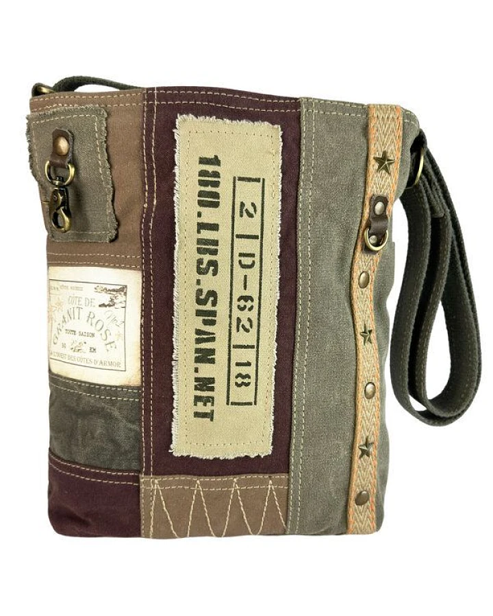 Sunsa Vintage Umhängetasche. Patchwork Canvas Crossover Tasche