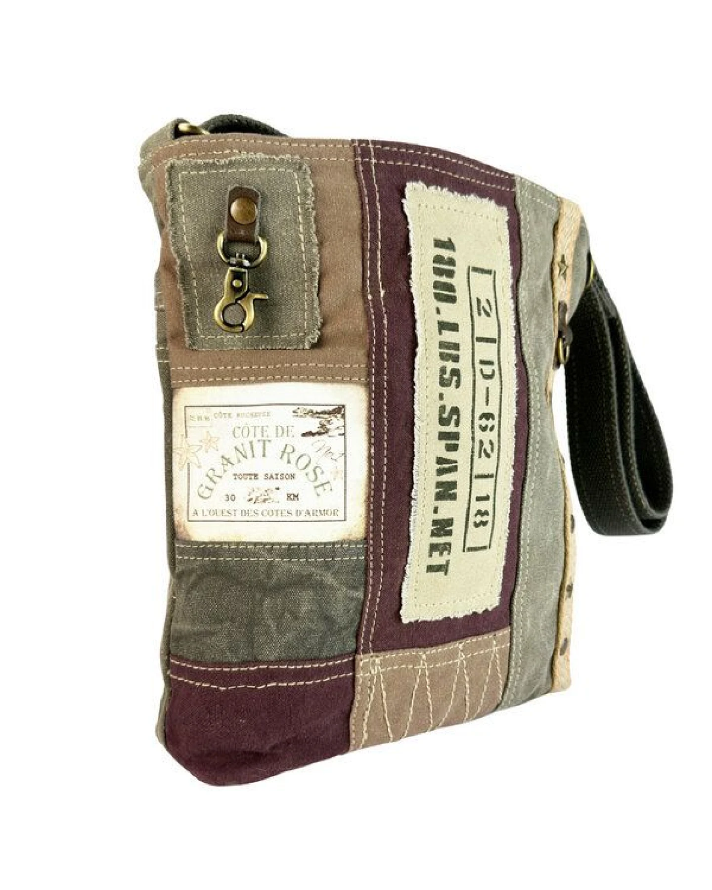 Sunsa Vintage Umhängetasche. Patchwork Canvas Crossover Tasche – Ansicht 4