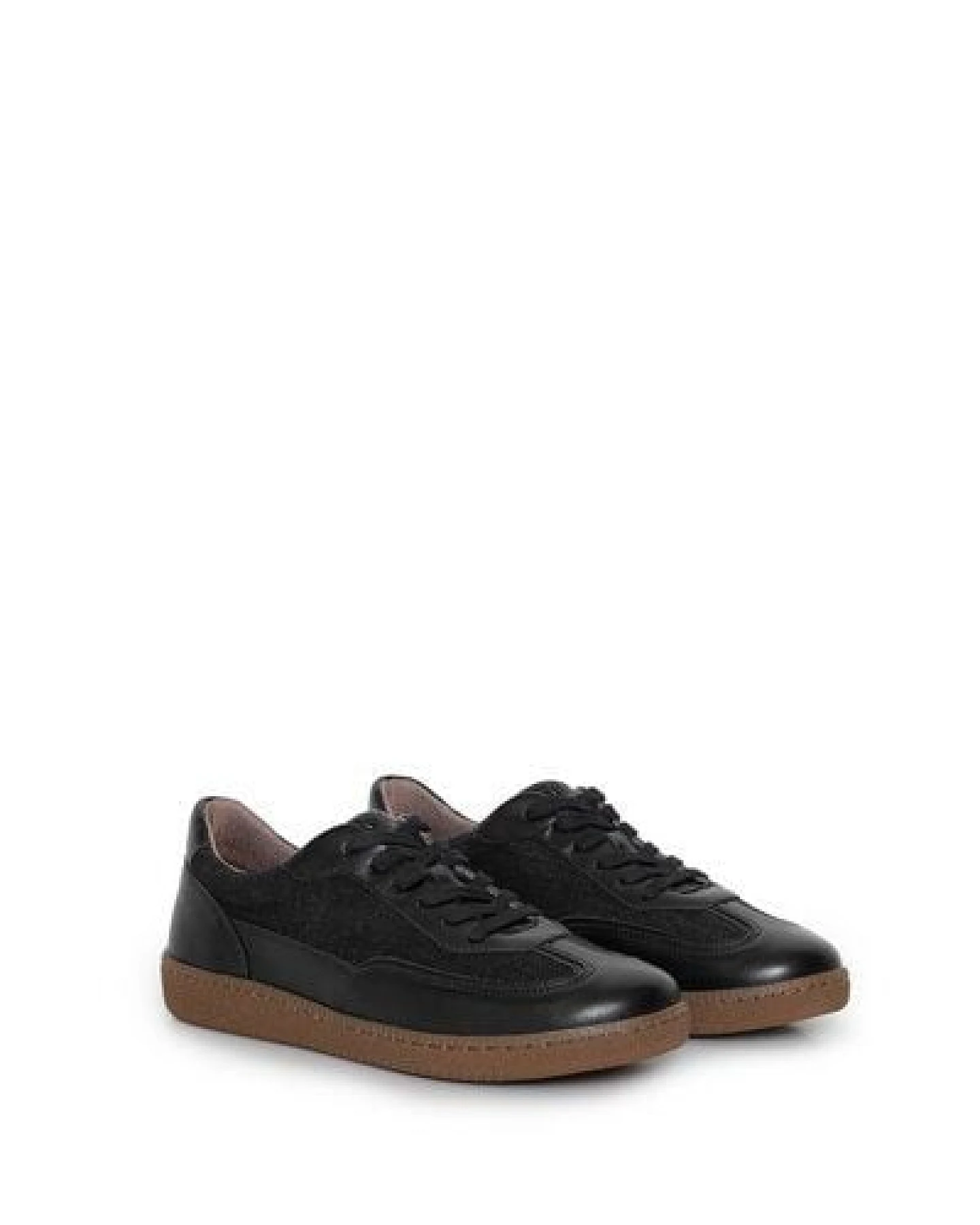 AGAZI NOMAD MOON – schwarze Turnschuhe aus Weizenkornleder und Leinen – Ansicht 3