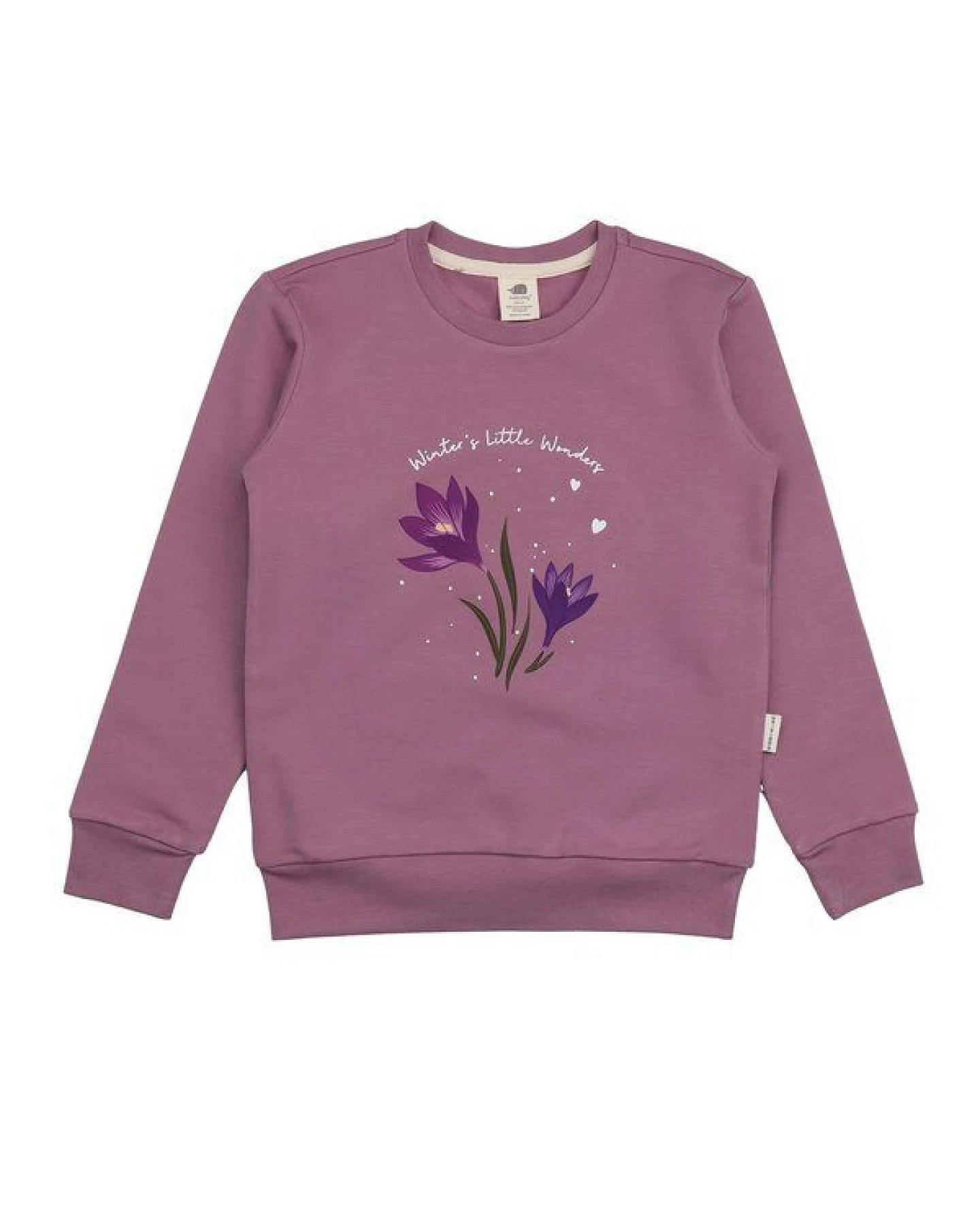 Kinder Sweatshirt GOTS zertifiziert, Bio-Baumwolle, altrosa, „Snowdrops“, Blumen-Print, weich & bequem – Walkiddy – Ansicht 2