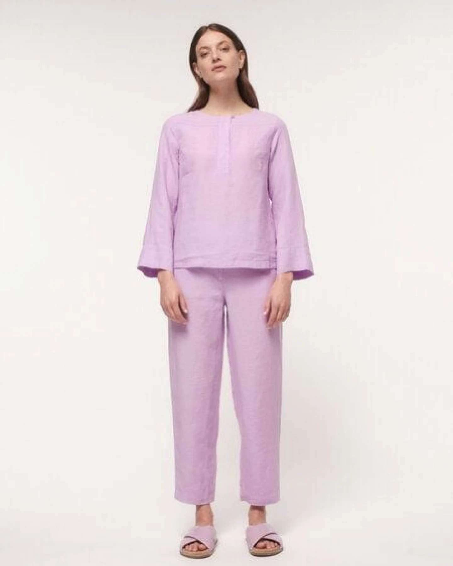 LANIUS 3/4 Arm Bluse aus Bio-Leinen – Ansicht 2