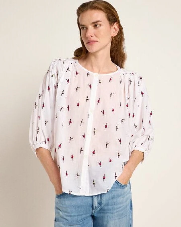 LANIUS Blusenshirt (OCS) mit Stickerei aus Bio-Baumwolle