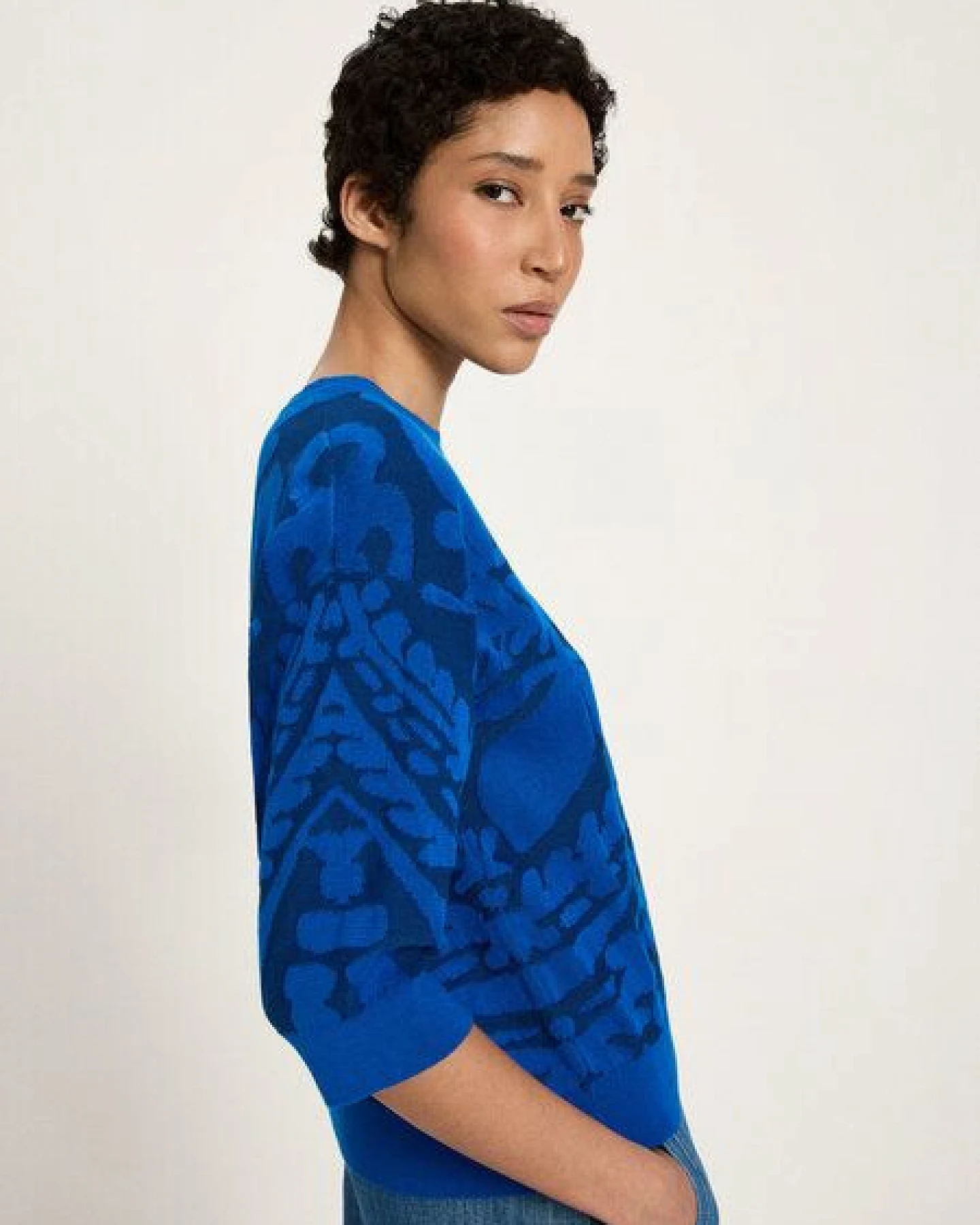 LANIUS Jacquard Pullover mit 3/4 Arm – Ansicht 2