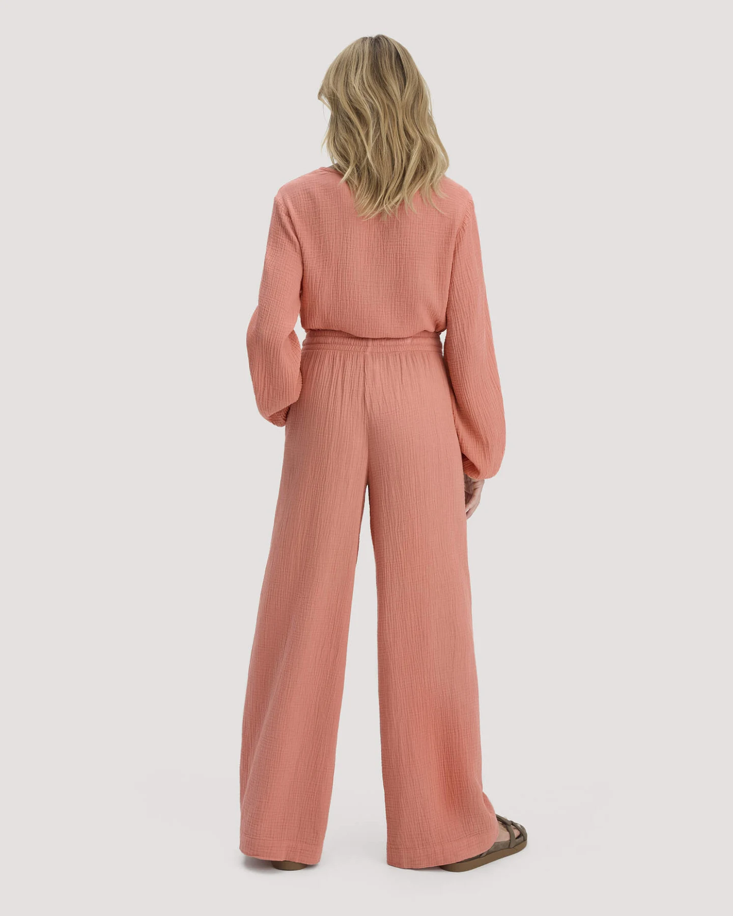 hessnatur Damen Musselin Hose Wide Leg aus Bio-Baumwolle - orange - Größe 44 – Ansicht 2
