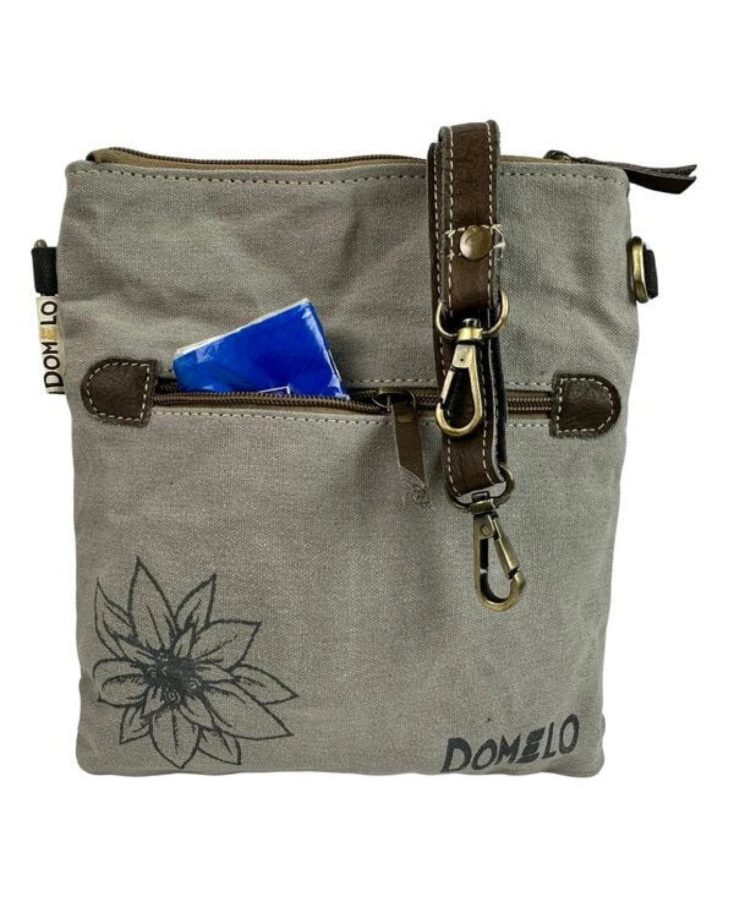 Domelo Vintage Tasche Trachten Umhängetasche Crossbody schwarz grau – Ansicht 4