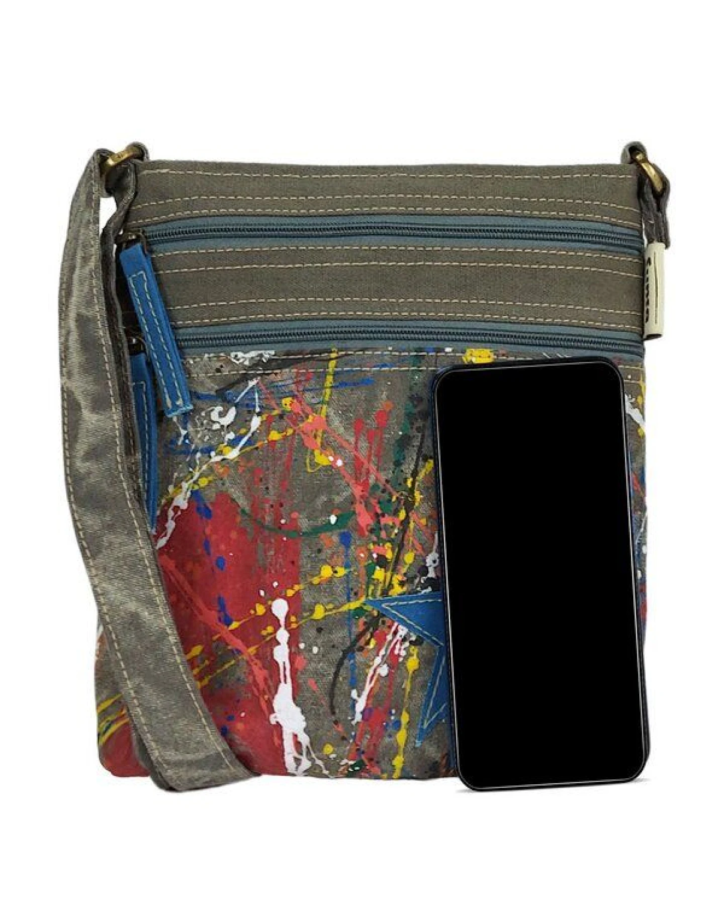 Sunsa Umhängetasche, Canvas Crossbody Bag. Schultertasche mit Abstrakt Kunst Design – Ansicht 4