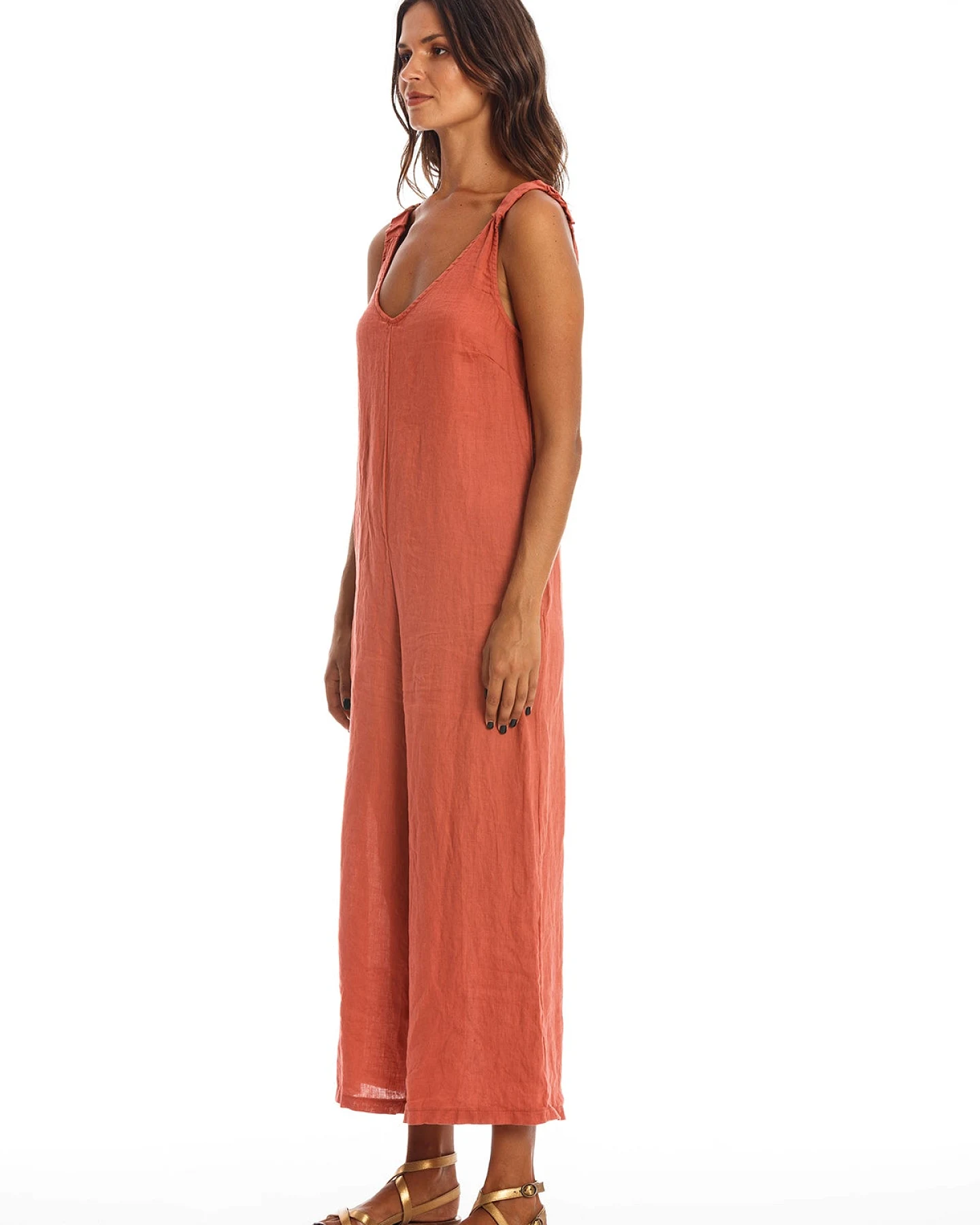 RAVENS VIEW IBIZA Damen vegan Jumpsuit Menorca Erde Rot – Ansicht 2