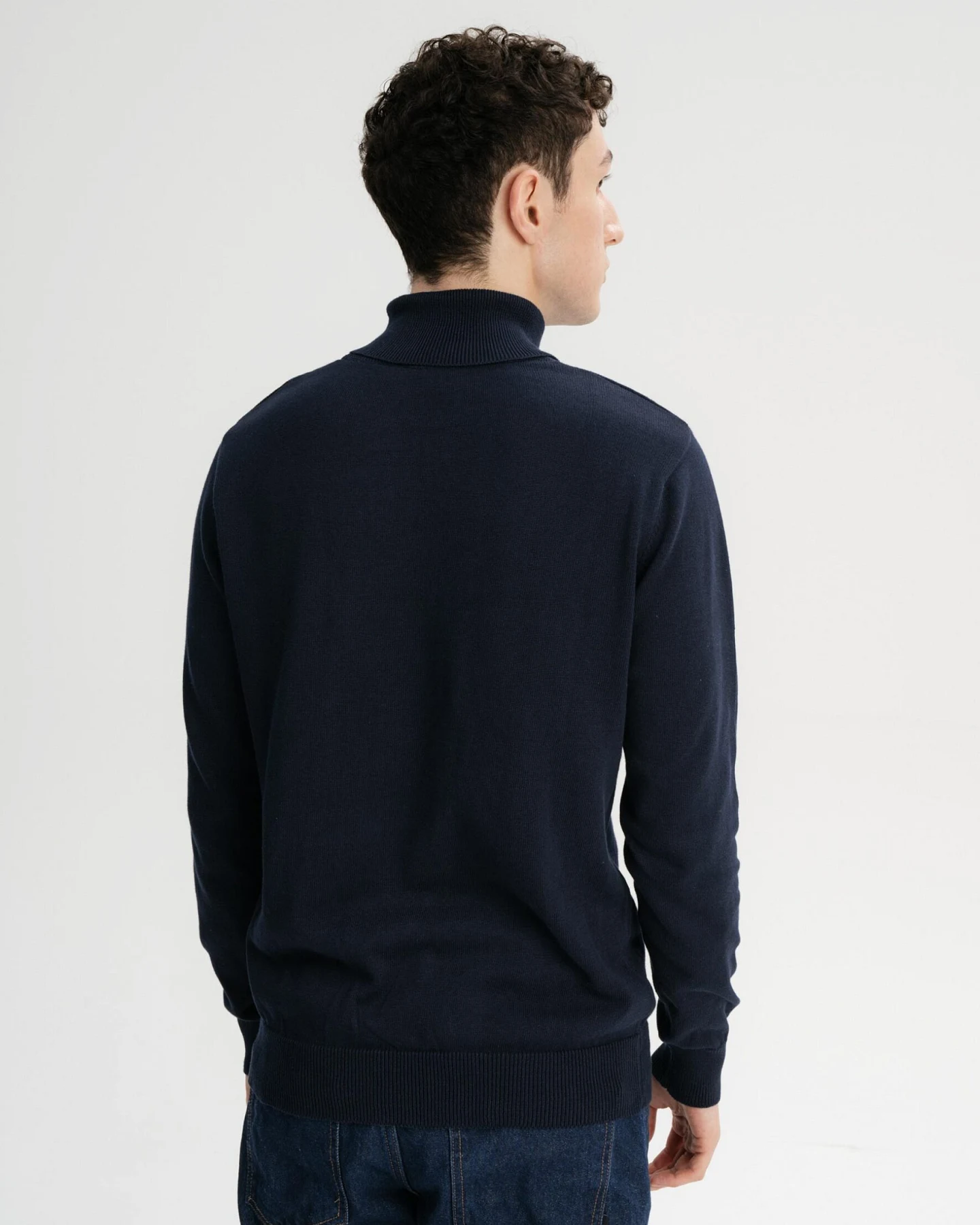 MELA Herren vegan Rollkragenpullover Kanja Navy – Ansicht 2