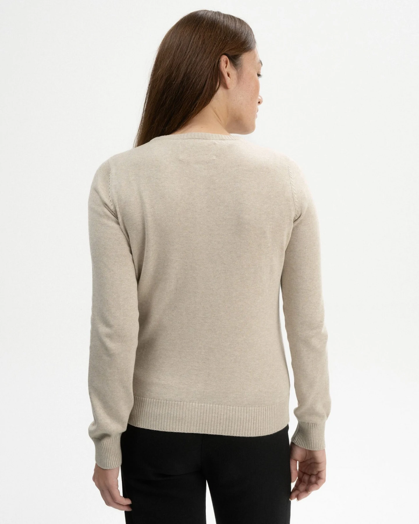 MELA Damen vegan Strickjacke Fine Nameen Pebble Melange Beige – Ansicht 2