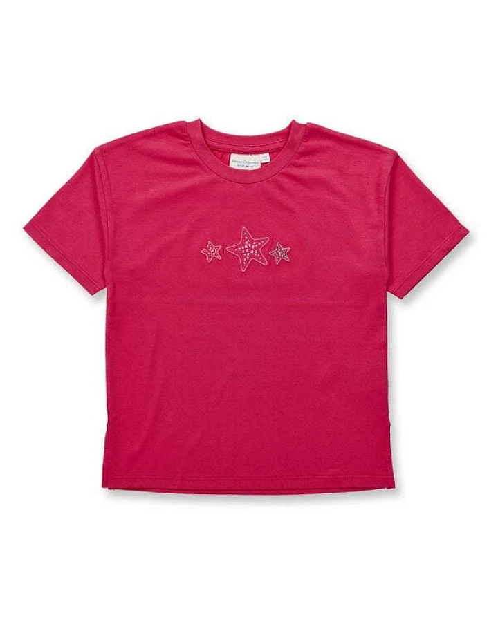 sense-organics Mädchen T-Shirt in pink mit Seestern, Modell SOPHIE