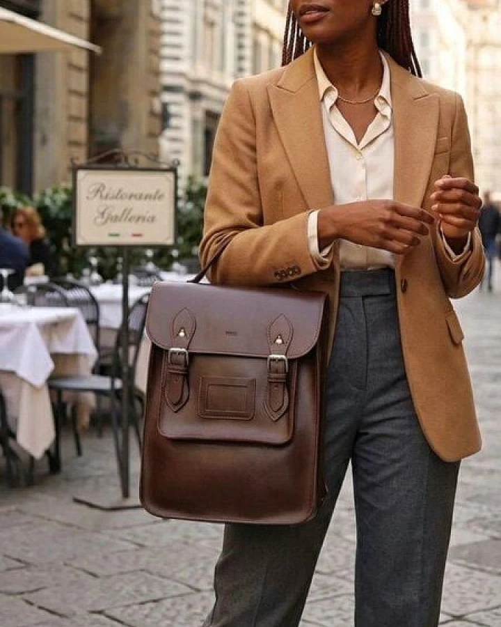 Will's Vegan Shop Großer Satchel-Rucksack Kastanie Herren