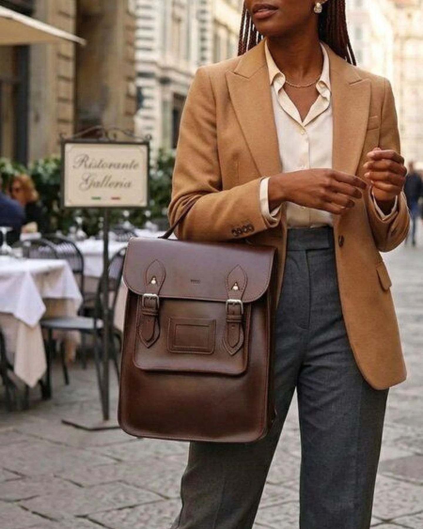 Will's Vegan Shop Großer Satchel-Rucksack Kastanie Herren – Ansicht 2