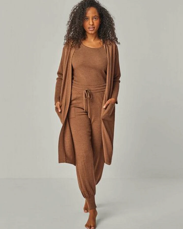 YOU LOOK PERFECT Merino Loungewear Set "Cardigan Blossom & Top Blossom & Hose Bella"