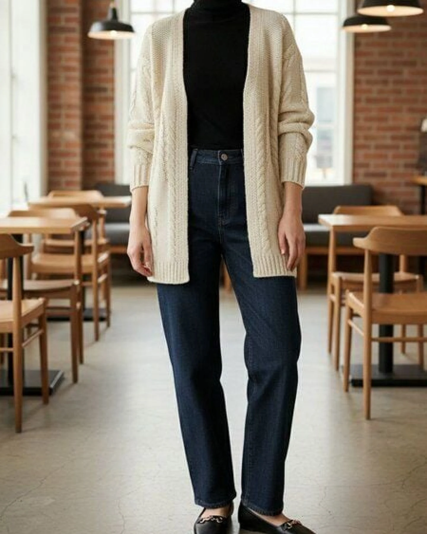 Will's Vegan Shop Strickjacke Creme Veganer Wolle Damen – Ansicht 2