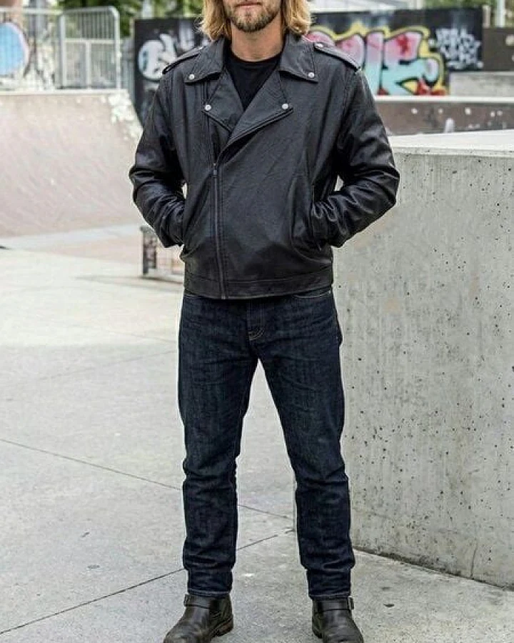 Will's Vegan Shop Biker-Jacke aus schwarzem veganem Nappa für Herren