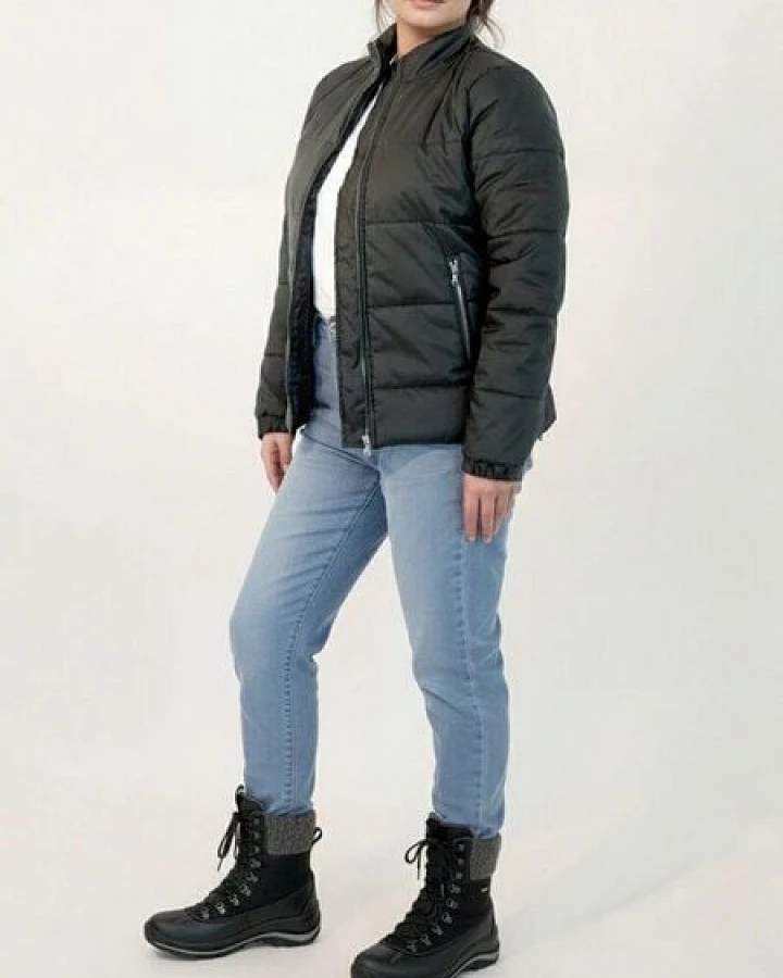 Will's Vegan Shop Recycelte Pufferjacke in schwarz für Damen