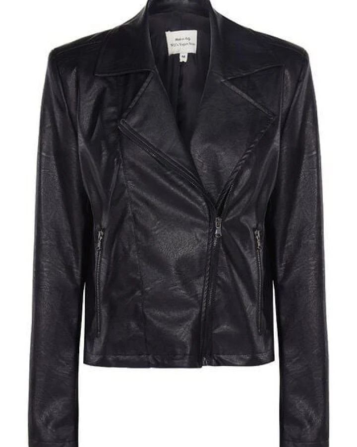 Will's Vegan Shop Schwarze Vegane Biker-Jacke für Damen