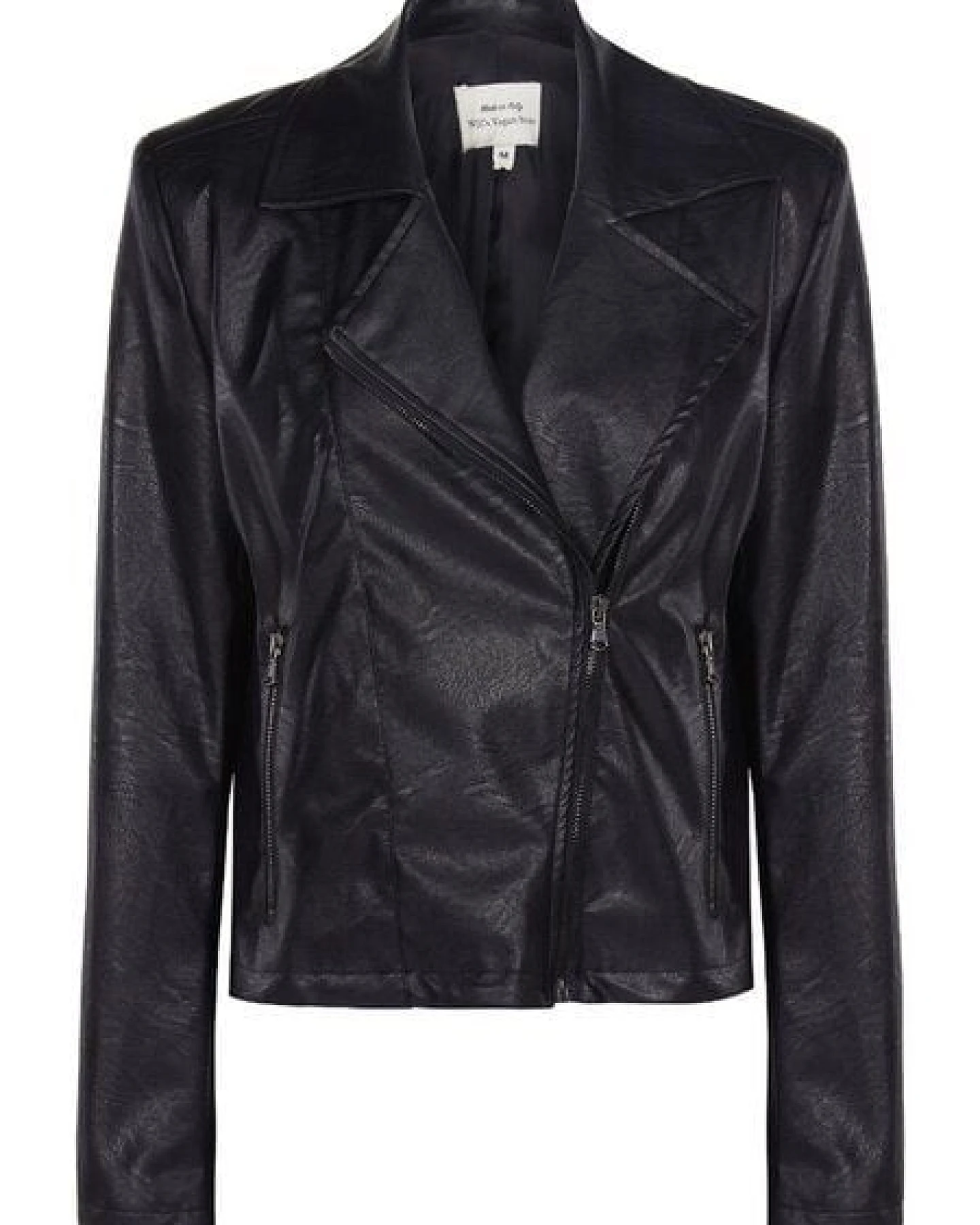 Will's Vegan Shop Schwarze Vegane Biker-Jacke für Damen – Ansicht 2