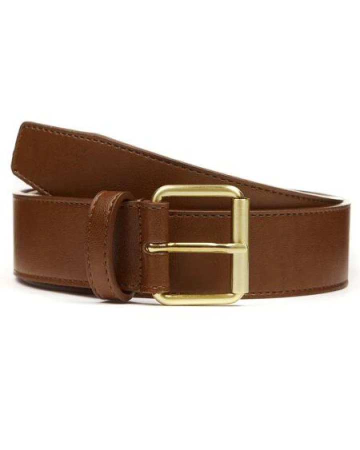 Will's Vegan Shop Jeansgürtel 4cm Kastanie Gold Herren