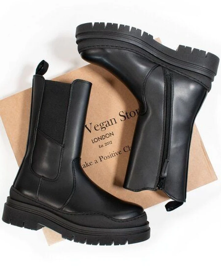 Will's Vegan Shop Halbhohe Chelsea-Stiefel mit Gleitsohl Damen